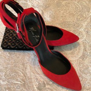 Marc Fisher RED Sueded Ankle Strap Heels, Sz 10M